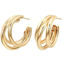 Yellow Chimes Hoop Earrings for Women Fashion Golden Hoops Earrings | Gold Plated Twisted Layered Hoop Bali Earrings for Girls | Birthday Gift for Girls & Women Anniversary Gift for Wife