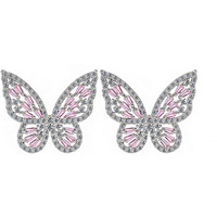 Yellow Chimes Earrings for Women and Girls Pink Stud Earrings for Women | Silver Toned Crystal Butterfly Shaped Stud Earrings | Birthday Gift for girls and women Anniversary Gift for Wife