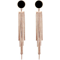 Yellow Chimes Danglers Earrings for Women Western Rose Gold Plated Stainless Steel Long Chain Dangler Earrings For Women and Girls