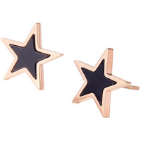Yellow Chimes Stud Earrings for Women Western Rose Gold Plated Stainless Steel Black Star Shaped Studs Earrings For Women and Girls