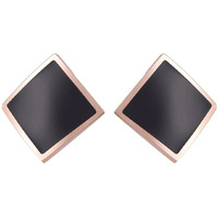 Yellow Chimes Stud Earrings for Women Western Rose Gold Plated Stainless Steel Black Square Stud Earrings For Women and Girls