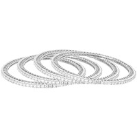Yellow Chimes Elegant Small White AD/American Diamond Studded Silver Plated 4 PCs Handcrafted Jewllery Bangles Set for Women & Girls, One Size, (YCADBG-28CRY-SL-24)