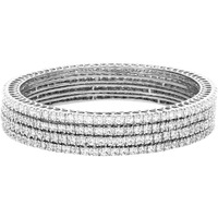 Yellow Chimes American Diamond Bangles for Women Silver Plated 4 PCs High Grade Authentic White AD Jewellery Bangles Set for Women and Girls