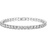 Yellow Chimes Valentine Gift for Girls Bracelet for Women and Girls | White Crystal Bracelets for Women Silver Toned Cubic Zircon Bracelet | Birthday Gift for Girls & Women Anniversary Gift for Wife