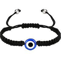 Yellow Chimes Mens and Womens Nylon Cord Adjustable Thread Wrist Band Black Evil Eye Nazariya Style Bracelets Accessories Jewellery