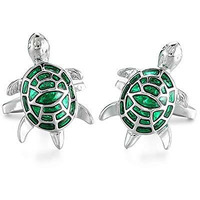 Yellow Chimes Cufflinks for Men and Boys Green Cuff links | Formal Stainless Steel Good Luck Tortoise Design Cufflink | Birthday Gift for Men and Boys Anniversary Gift for Husband