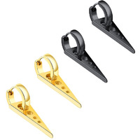 Yellow Chimes Stainless Steel Combo of 2 Pairs Black Gold Spike Hoop Earrings for Men and Boys, Medium (YCFJER-ARWGLBK-BNDL)