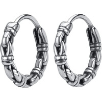 Yellow Chimes Stainless Steel Silver Bali Hoop Earrings for Men and Women