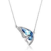 Yellow Chimes Moxie Collection ? Designer Blue Butterfly ? Austrian Cyrstal Pendant For Women & Girls