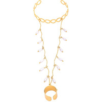 Yellow Chimes Ring Bracelet for Women and Girls Bracelet With Ring for Girls | Gold Plated Pearl Drop Chain Ring Bracelet | Birthday Gift For Girls and Women