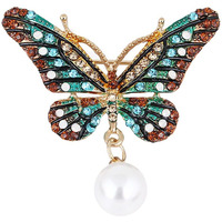 Yellow Chimes Brooch for Women Butterfly Shaped Brooch Fashionable Brooch for Girls and Women (Multicolor)