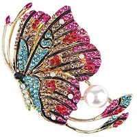 Yellow Chimes Brooch for Women Butterfly Shaped Brooch Fashionable Brooch for Girls and Women (Multicolor-1)