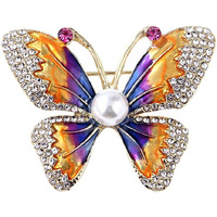 Yellow Chimes Brooch for Women Multicolor Crystal Butterfly Shaped Brooch Pin Fashionable Brooch for Girls and Women.