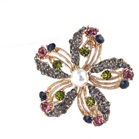 Yellow Chimes Brooch for Women Multicolor Crystal Floral Shaped Brooch Pin Fashionable Brooch for Girls and Women.