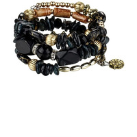 Yellow Chimes Bracelet for Women and Girls Fashion Black Beads Bracelets for Women | Bohemian Bead Bracelet | Stretch Beaded Layered Bracelet | Birthday Gift For girls and Women