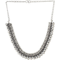 Yellow Chimes Necklace for Women Silver Oxidised Beads Studded Choker Necklace for Women and Girls