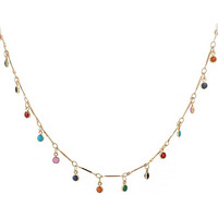 Yellow Chimes Necklace For Women Gold Plated Multicolor Stone Studded Chain Necklace For Women and Girls