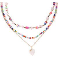 Yellow Chimes Necklace For Women Combo Of 2 Pcs Heart and Colorful Pearl Beaded Charm Necklace Chain For Women and Girls