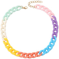 Yellow Chimes Necklace for Women and Girls Statement Chain Necklace for Women | Acrylic Multicolor Cuban Link Chain Necklace for Girls | Birthday Gift for girls and women Anniversary Gift for Wife