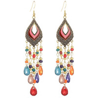 Yellow Chimes Danglers Earrings for Women | Multicolor Earrings for Girls | Gold Plated Fashion Women Earrings | Beads Long Chain Dangler Earrings | Birthday Gift For Girls Anniversary Gift for Wife