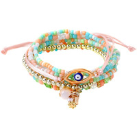 Yellow Chimes Bracelet for Women and Girls Evil Eye Nazariya Bracelets for Women | 6 Pcs Multicolor Beads Layered Bracelet | Birthday Gift For girls and women Anniversary Gift for Wife