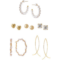 Yellow Chimes Combo Earrings For Women Set Of 6 Pairs Earring Gold Plated Stud and Pearl Hoop Earrings For Women and Girls