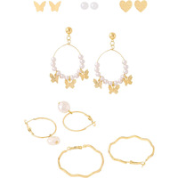 Yellow Chimes Combo Earrings For Women Set Of 6 Pairs Earring Gold Plated Stud and Pearl Hoop Earrings For Women and Girls