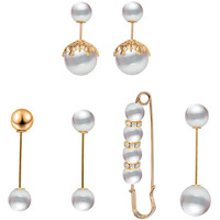 Yellow Chimes Brooch for Women and Girls | 6 Pcs Pearl Brooch Pins Sweater Shawl Clips Faux Pearl | Collar Safety Pin Clothing Dresses Decoration Accessories | Birthday Gift for Girls and Women