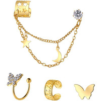 Yellow Chimes Earrings for Women and Girls Fashion Golden Ear Cuff | Tassel Ear Cuffs for Women Cartilage Clip on Earrings | Birthday Gift for girls and women Anniversary Gift for Wife