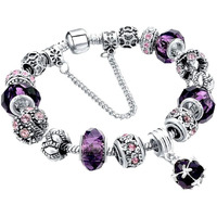 Yellow Chimes Bracelet for Women and Girls Purple Crystal Pandora Bracelets for Women | Silver Toned Crystal Pandora Charm Bracelet | Birthday Gifts For Women Valentine Gift for Girls