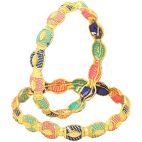 Yellow Chimes Bangles for Women Oval Shaped Meenakari Touch Traditional Bangles for Women and Girls