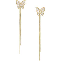 Yellow Chimes Earrings For Women Gold Tone Butterfly Stud Long Tassel Chain Drop Dangle Earrings For Women and Girls