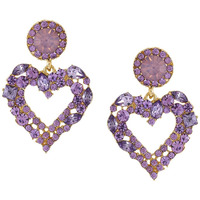 Yellow Chimes Earrings for Women and Girls Purple Crystal Drop Earrings for Women | Gold Plated Heart Shaped Drop Earrings | Birthday Gifts For Women Valentine Gift for Girls