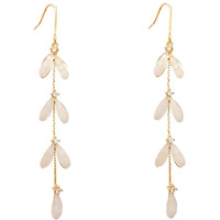 Yellow Chimes Earrings For Women White Color Stone Studded Leaf Designed Drop Dangle Earrings For Women and Girls