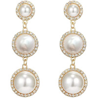 Yellow Chimes Earrings for Women and Girls Fashion White Pearl Dangler Earrings | Gold Plated Crystal Pearl Drop Dangler Earrings | Birthday Gift for Girls & Women Anniversary Gift for Wife