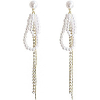 Yellow Chimes Earrings for Women and Girls Fashion White Pearl Dangler | Gold Plated Long Chain Hanging Pearl Dangler Earrings | Birthday Gift for Girls & Women Anniversary Gift for Wife