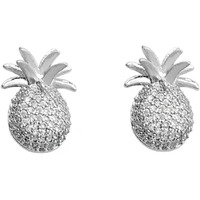 Yellow Chimes Earrings For Women Silver Toned Crystal Studded Pineapple Fruit Shape Stud Earrings For Women and Girls