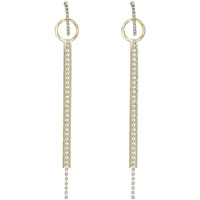 Yellow Chimes Earrings For Women Gold Tone Sparkling Crystal Studded Long Chain Dangler Earrings For Women and Girls