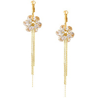 Yellow Chimes Earrings For Women Gold Tone Hoop With Attachable Flower Chain Fringes Dangler Earrings For Women and Girls