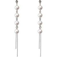 Yellow Chimes Earrings for Women and Girls Silver Pearl Dangler | Silver Toned Long Chain Danglers Earrings for Women | Birthday Gift for girls and women Anniversary Gift for Wife