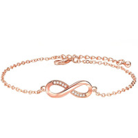 Yellow Chimes Bracelet for Women and Girls Rosegold Bracelets for Women | Rosegold Plated Valentines Special Infinity Love Crystal Chain Bracelet | Birthday Gifts For Women Valentine Gift for Girls