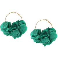 Yellow Chimes Earrings For Women Green Color Boho Dangle Lace Cloth Mesh Yarn Chiffon Silk Handmade Flower Layered Petal Circel Hoop Jewelry Earrings for Women and Girls