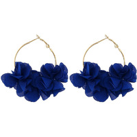 Yellow Chimes Earrings For Women Blue Color Boho Dangle Lace Cloth Mesh Yarn Chiffon Silk Handmade Flower Layered Petal Circel Hoop Jewelry Earrings for Women and Girls