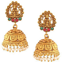 Yellow Chimes Earrings For Women Gold Plated Pearl Hanging Dome Shaped Traditional Jhumka Earrings For Women and Girls