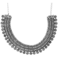 Yellow Chimes Necklaces for Women Adjustable Silver Oxidised Beads Studded Choker Necklace for Women and Girls (NK 2)