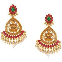 Yellow Chimes Earrings for Women and Girls Traditional Chandbali Earrings Gold Plated | Beads Drop Temple Earrings | Birthday Gift for girls and women Anniversary Gift for Wife (Style 4)