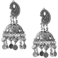 Yellow Chimes Earrings for Women and Girls Traditional Silver Oxidised Jhumka Earrings | German Silver Big Jhumki Earrings | Birthday Gift For girls and women Anniversary Gift for Wife