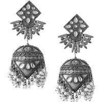 Yellow Chimes Earrings for Women and Girls Traditional Silver Oxidised Jhumka Earrings | German Silver Big Jhumki Earrings | Birthday Gift For girls and women Anniversary Gift for Wife