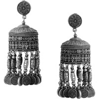 Yellow Chimes Earrings for Women and Girls Traditional Silver Oxidised Jhumka Earrings | German Silver Big Jhumki Earrings | Birthday Gift For girls and women Anniversary Gift for Wife