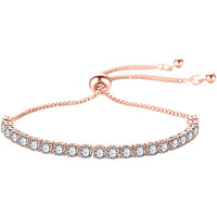 Yellow Chimes Bracelet for Women Rosegold Crystal Bracelets for Women | Rose Gold Plated Adjustable Chain Bracelet for Girls Tennis Bracelet | Birthday Gifts For Women Valentine Gift for Girls